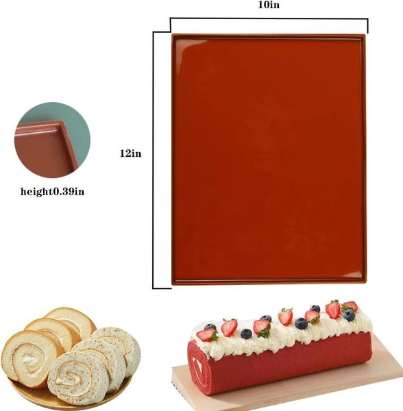 Silicone Swiss Roll Cake Mat - 2Pcs Silicone Baking Mat, Jelly Roll Pan, No Carousel 2