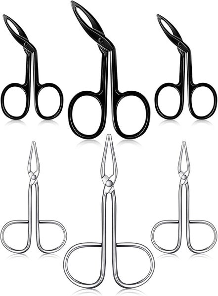 6 Pieces Scissors Shaped Eyebrow Tweezers Flat Tip Tweezers Hair Plucker an Carousel 1