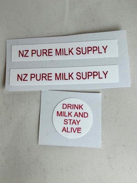 FUN HO! Milk Tanker Decals/Stickers. PURE NZ MILK SUPPLY Carousel 1