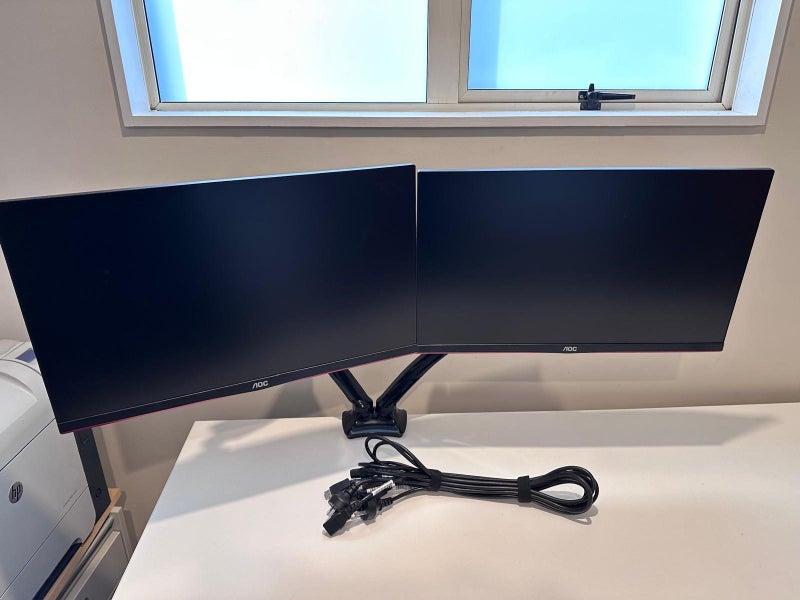 $1 Reserve 2x AOC 24G2 Gaming Monitors IPS FHD 144Hz & Sylex Ergonomic Arms64636875417601110