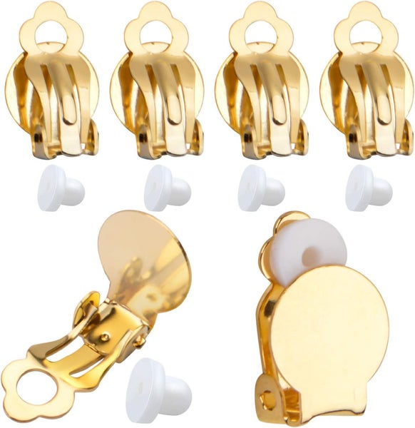 50pcs Round Flat Back Tray Earring Clips Non Pierced Earring Components and Carousel 1