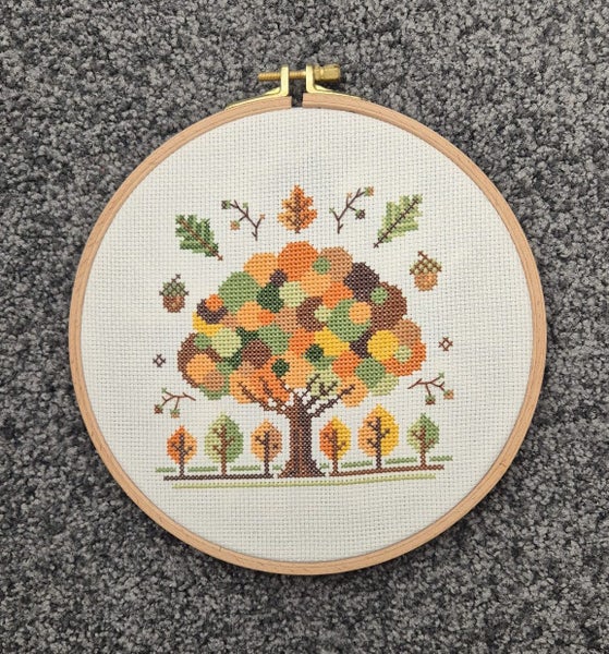 Handmade autumn season cross stitch Carousel 2