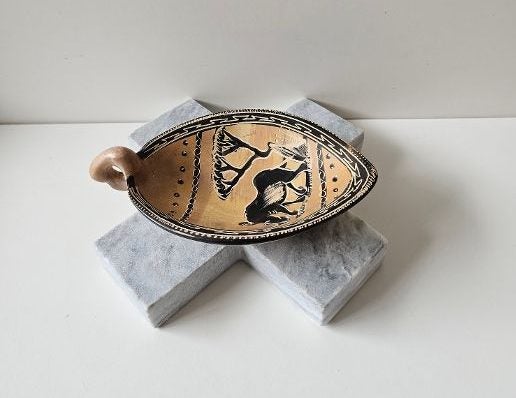 Figural & Tactile African Soapstone Dish Hand Carved & Inked. Rhino Feature. Carousel 2