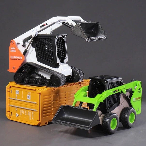 Die-cast Tractor Car BobCat Skid Steer, 1:50, Metal, Huina 1705 (ORANGE WHITE) Carousel 2