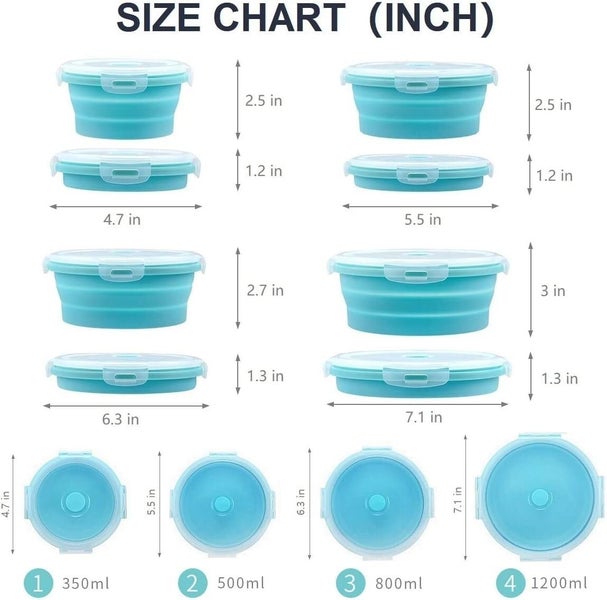4 Pcs Silicone Collapsible Food Storage Containers with Lids Silicone Lunch Carousel 2