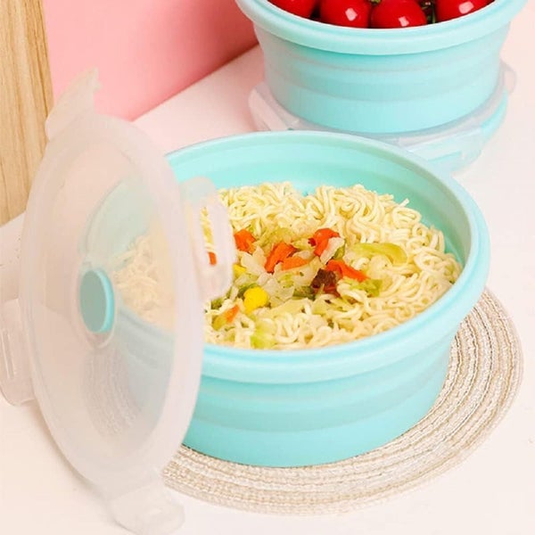 4 Pcs Silicone Collapsible Food Storage Containers with Lids Silicone Lunch Carousel 7