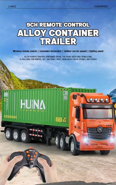 HUINA 1317 1:18 RC Orange Truck with Green Shipping Container (Hui Na) Carousel 1
