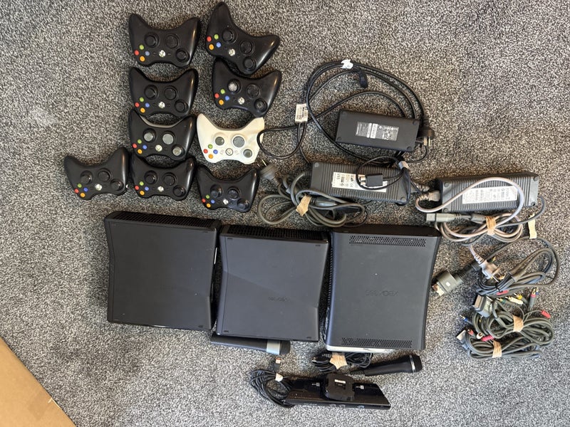 Massive Xbox 360 bulk sales three console and 9 controllers plus 80 games Carousel 1