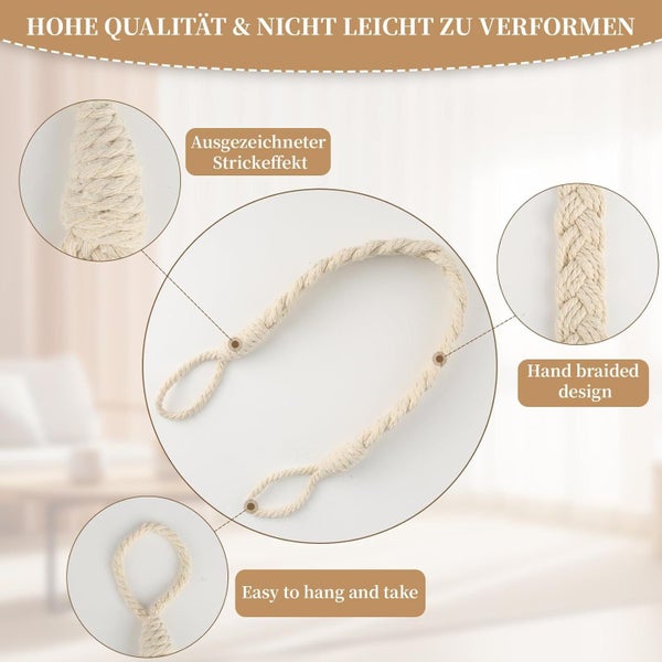 4 pieces set beige curtain rope tie - hand woven, suitable for living room, Carousel 5