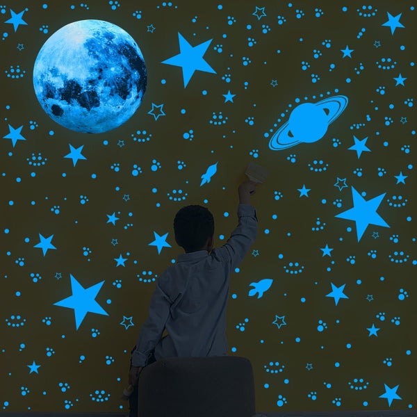 946Pcs Glow in the Dark Stars,Glow in The Dark Stars for Ceiling,Moon Plane Carousel 8