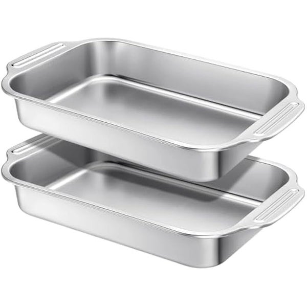 3 Pcs Stainless Steel Cake Pans, Rectangular Baking Pans with Lids, Cake Ba Carousel 1