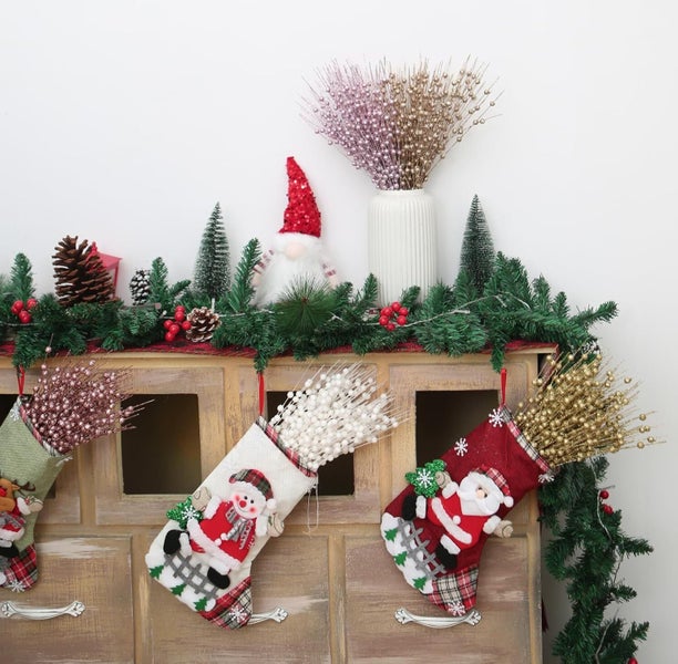 Christmas Artificial Glitter Berry Stem Decorations, Decorative Bead Sticks Carousel 7