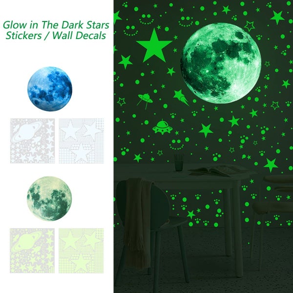 946Pcs Glow in the Dark Stars,Glow in The Dark Stars for Ceiling,Moon Plane Carousel 1