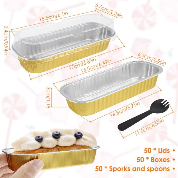 150Pcs Mini Loaf Pans with Lids and Spoons 200ml Non-Stick Aluminum Foil Lo Carousel 11