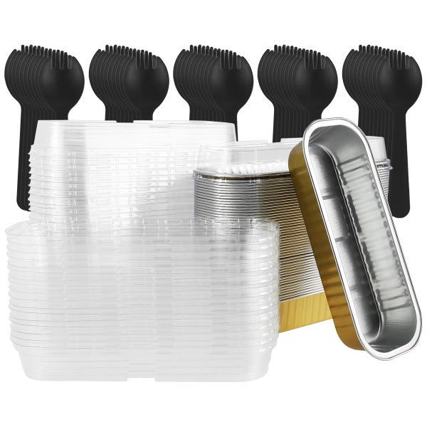 150Pcs Mini Loaf Pans with Lids and Spoons 200ml Non-Stick Aluminum Foil Lo Carousel 9