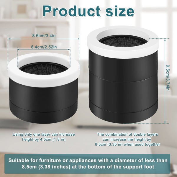 4Pcs Round Bed Risers Furniture Riser,Heavy Duty Furniture Risers Lifts Hei Carousel 9
