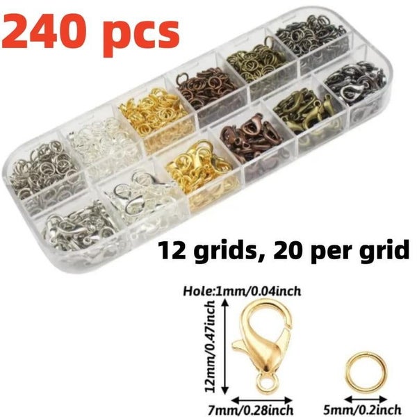 240 Pieces DIY Jewelry Making Kit, Equipped with Metal Lobster Clasps and O Carousel 1