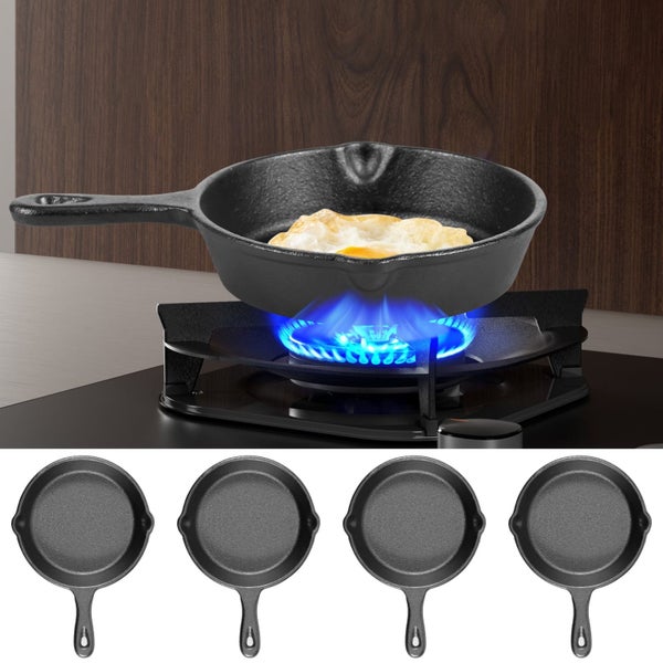 4Pcs Mini Iron Skillet for Stove Oven Anti Rust Non Stick Small Frying Pans Carousel 1