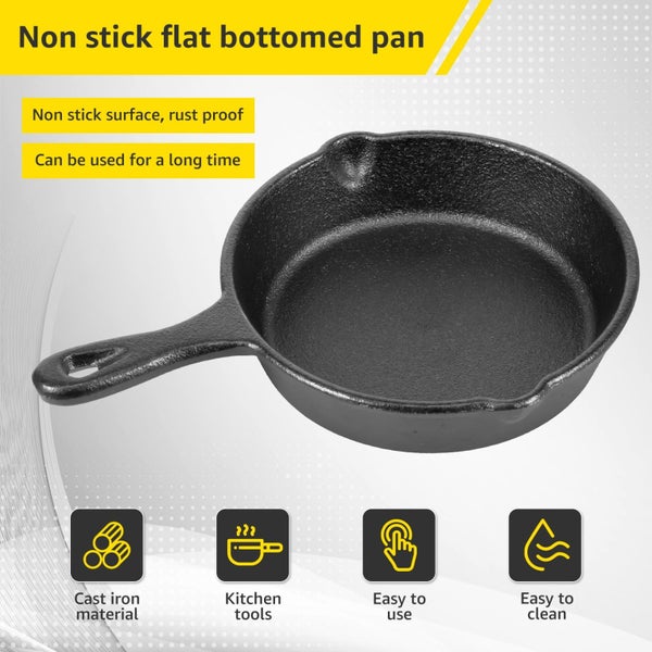 4Pcs Mini Iron Skillet for Stove Oven Anti Rust Non Stick Small Frying Pans Carousel 2