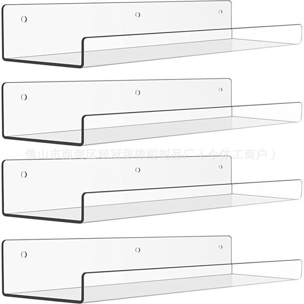 4 Pack Acrylic Shelves for Wall Storage,15"Bathroom Storage Shelves Display Carousel 1