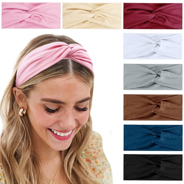 8 Pack Turban Headbands for Women Boho Wide Women's Headbands for Hair Non Carousel 1