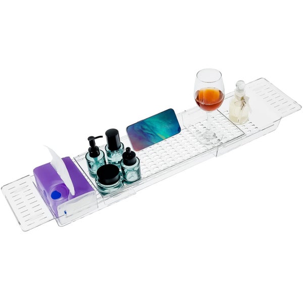 Bathtub Caddy Tray Adjustable Bathtub Tray Table Non-Slip Bathtub Rack Tray Carousel 1