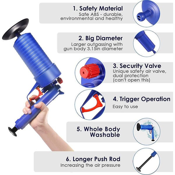 Toilet unclogging Plunger tool, Drain Unblocker,Sink plunger, Powerful Manu Carousel 12