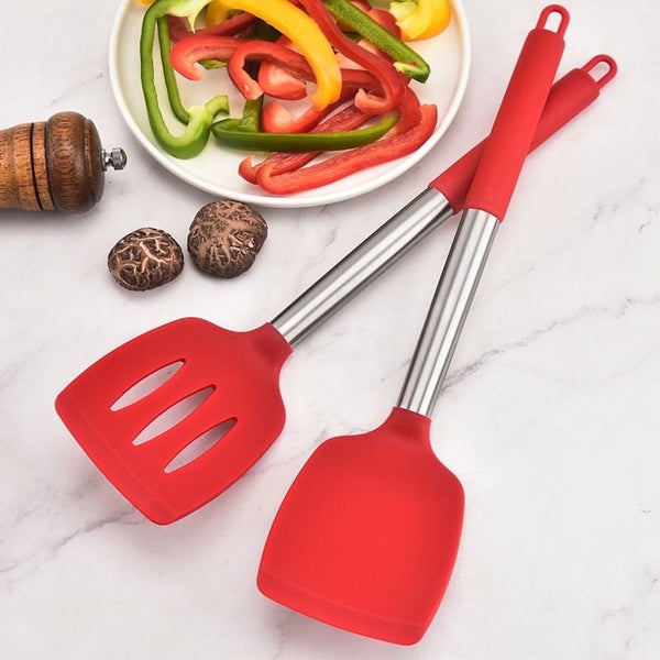 2 Pcs Silicone Spatula Set - BPA Free Stainless Steel & Silicone Spatulas H Carousel 1
