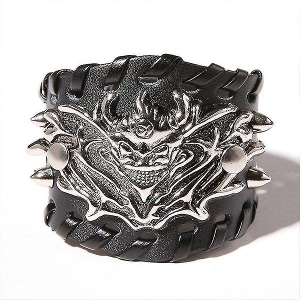 Fashion Pu Leather Punk Rock Dragon Wristband Bangle Black Men Boys Bracelet Gif Carousel 1