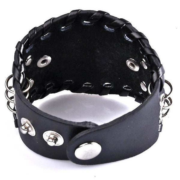 Fashion Pu Leather Punk Rock Dragon Wristband Bangle Black Men Boys Bracelet Gif Carousel 2