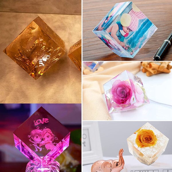 5pcs 5 Sizes Square Resin Molds, Cube Silicone Molds, Transparent Square Cu Carousel 2