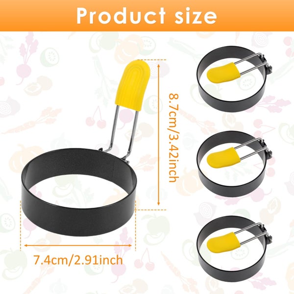 4Pcs Stainless Steel Egg Ring Set With Silicone Handle Rust Resistant Nonst Carousel 1