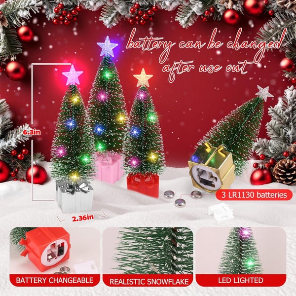 Mini Christmas Tree with Lights, 8 Pcs Christmas Centerpieces for Tables Ho Carousel 2