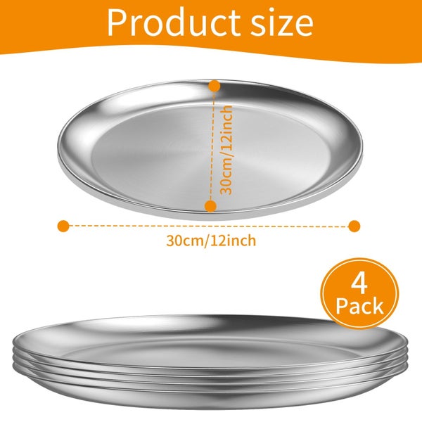 Pizza Pan 4Pcs Stainless Steel Pizza Pan Set Round Pizza Tray Rust Proof Pi Carousel 2