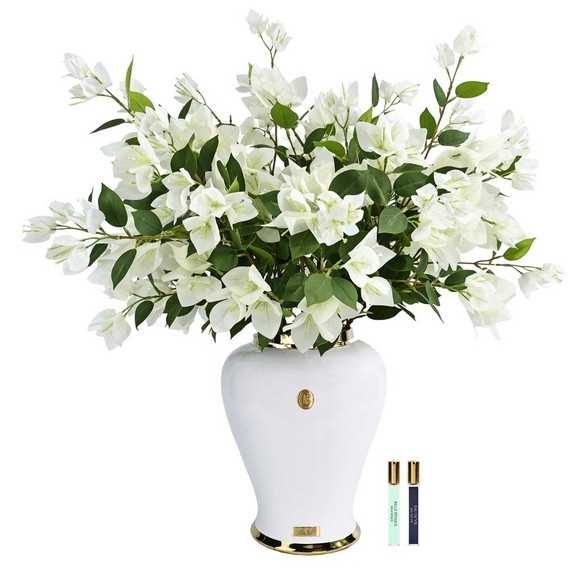 Cote Noire Imperial Bougainvillea White w / Piano White Urn Carousel 1