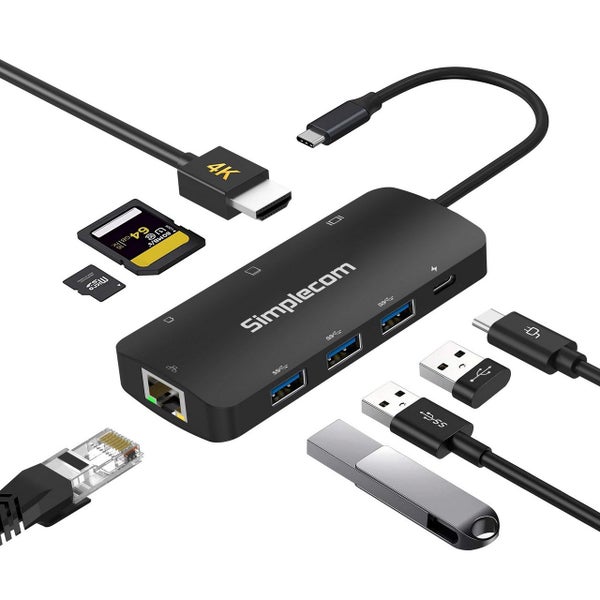 Simplecom CHT580 USB-C SuperSpeed 8-in-1 Multiport Hub Adapter HDMI 2.0 Docki... Carousel 1