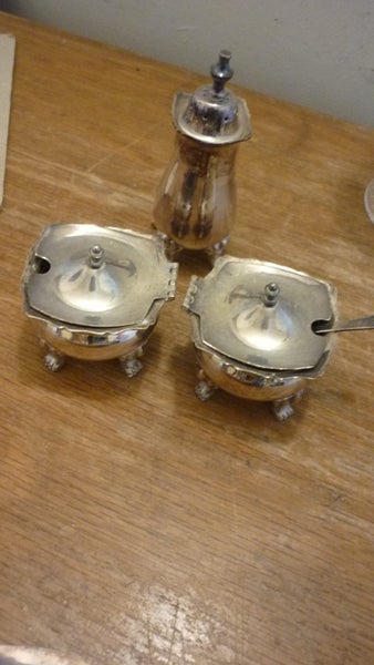 SILVER SALT,PEPPER & MUSTARD SET Carousel 1