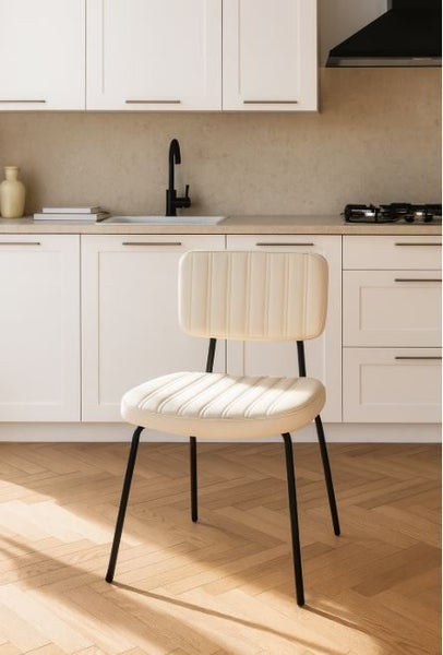 Paralora Dining Chair, Cream Black ,PU Leather Carousel 1