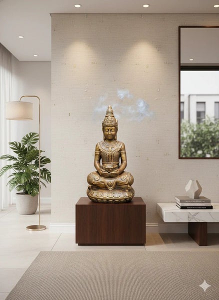 Thai Buddha Statue - Fibre Cement - Gold Finish - 60cms Carousel 1