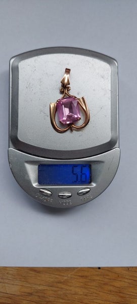 Stunning Antique 9ct Gold Pink Gem Pendant Carousel 5