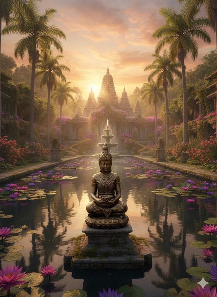 Thai Buddha Statue - Fibre Cement - Black Gold Finish - 60cms Carousel 2