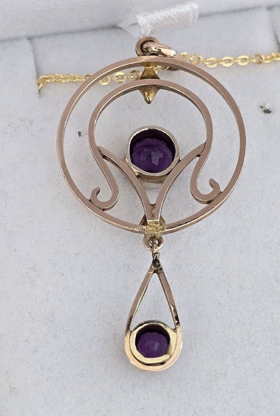 Edwardian Amethyst and natural pearl- 9ct rose gold Carousel 4