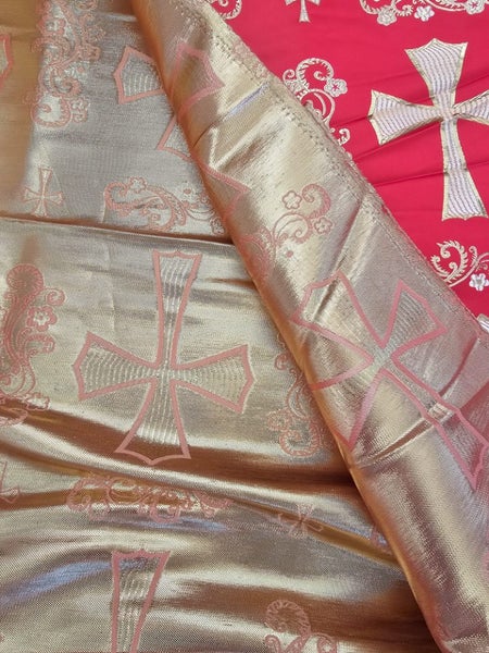 Fabulous clerical red and gold satin - over 4.5 metres!!!! Carousel 2