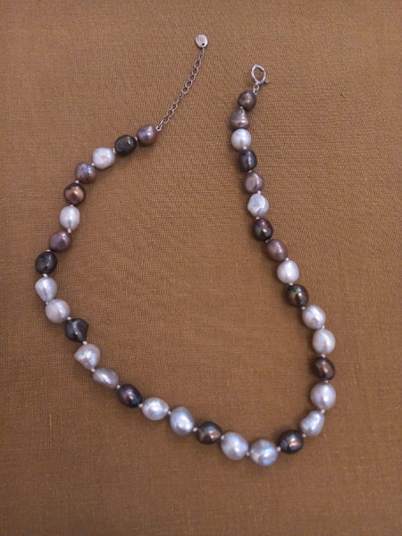 Beautiful knotted pearl necklace by Fairfax & Roberts mixed colours Carousel 2