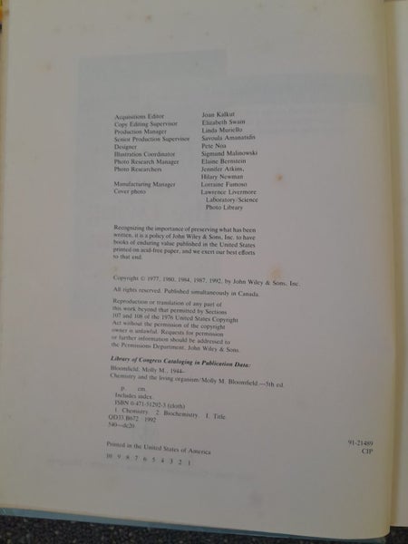 Chemistry and the living organism Carousel 2