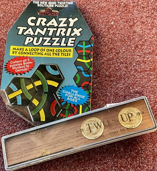 TANTRIX Puzzle (UNUSED in Package) + TWO UP Aussie Game with 22ct Plate COINS! Carousel 1