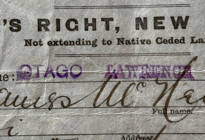 Historical Miners Right - Waipori, Lawrence Otago - 1904 Gold Mining64651597546881113