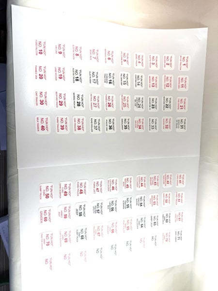 FUN HO! BOX END LABELS. ANY 2 STICKERS for the Models No 1 to No 72. Carousel 6