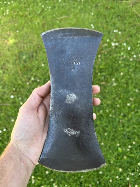 Vintage 4lb “KNOTKLIPPER WARRANTED” double bit axe head (MANN Lewiston p.a.) Carousel 1