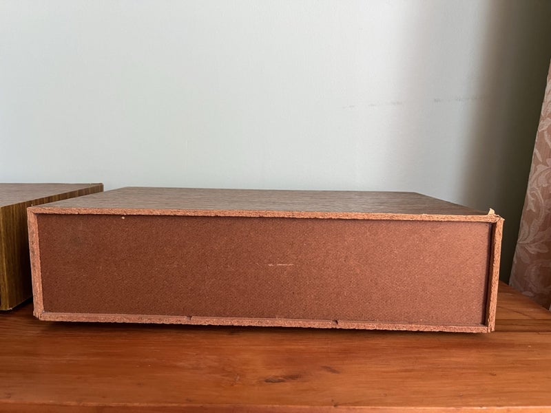 Vintage Faux Wood Grain Audio Tape storage x 2 Carousel 8